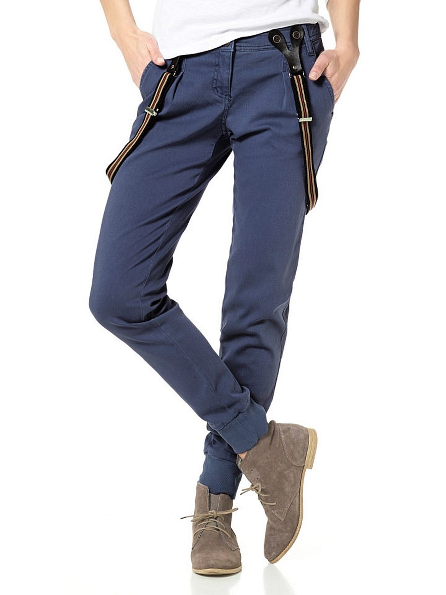 Women's Pants With Suspenders Made Of Cotton, S / M, Hips 98 Cm, Length